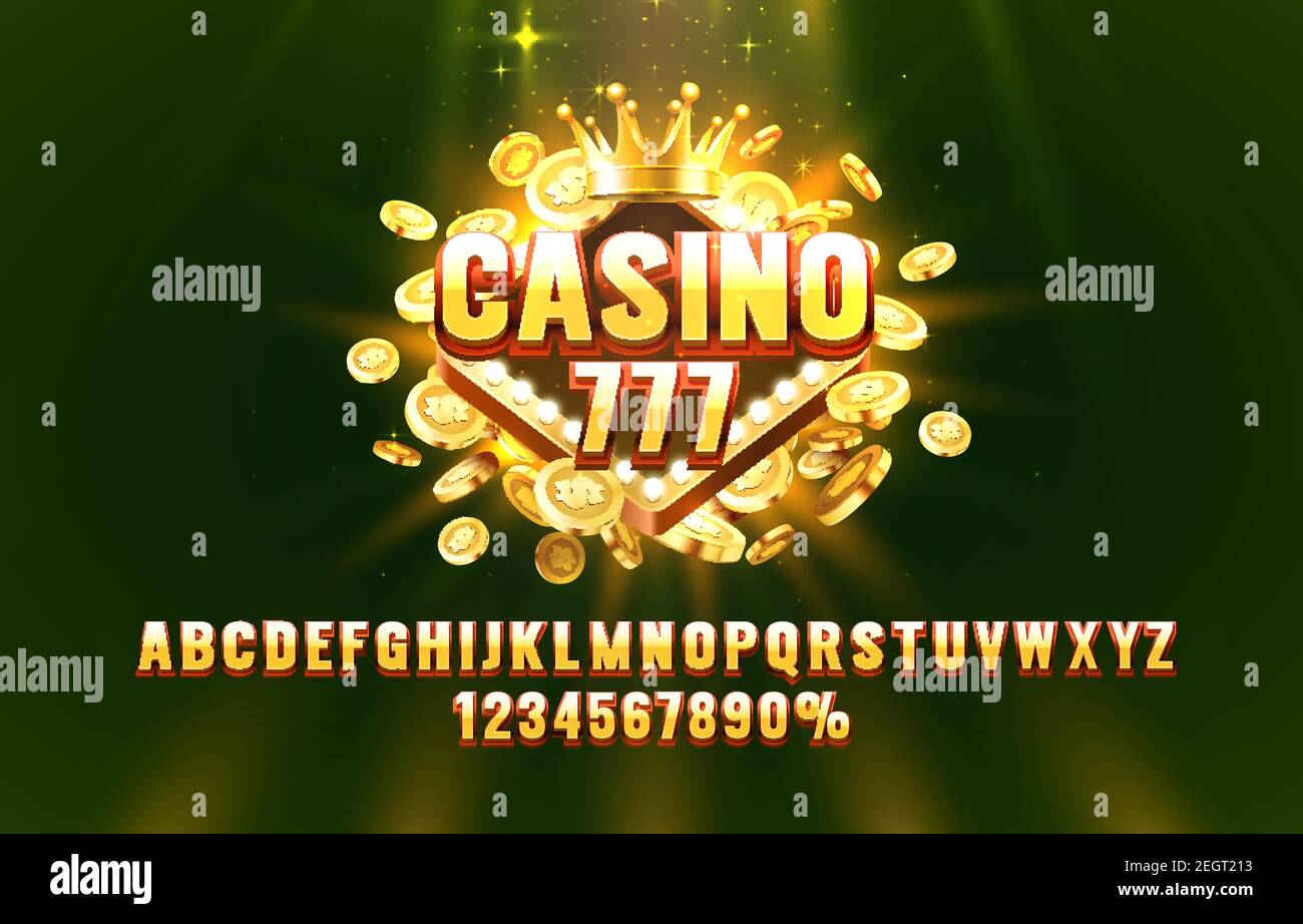 Casino 777 Font Set Sammlung, Buchstaben und Zahlen Symbol. Vektorgrafik Stock Vektor