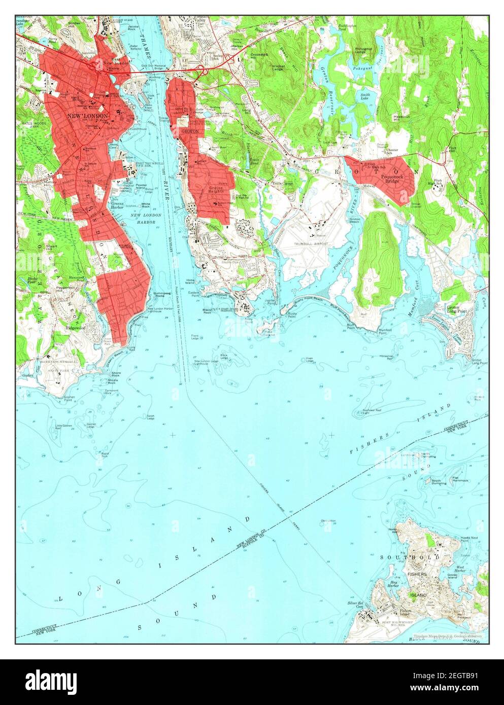 New London, Connecticut, Karte 1958, 1:24000, Vereinigte Staaten von Amerika von Timeless Maps, Daten U.S. Geological Survey Stockfoto