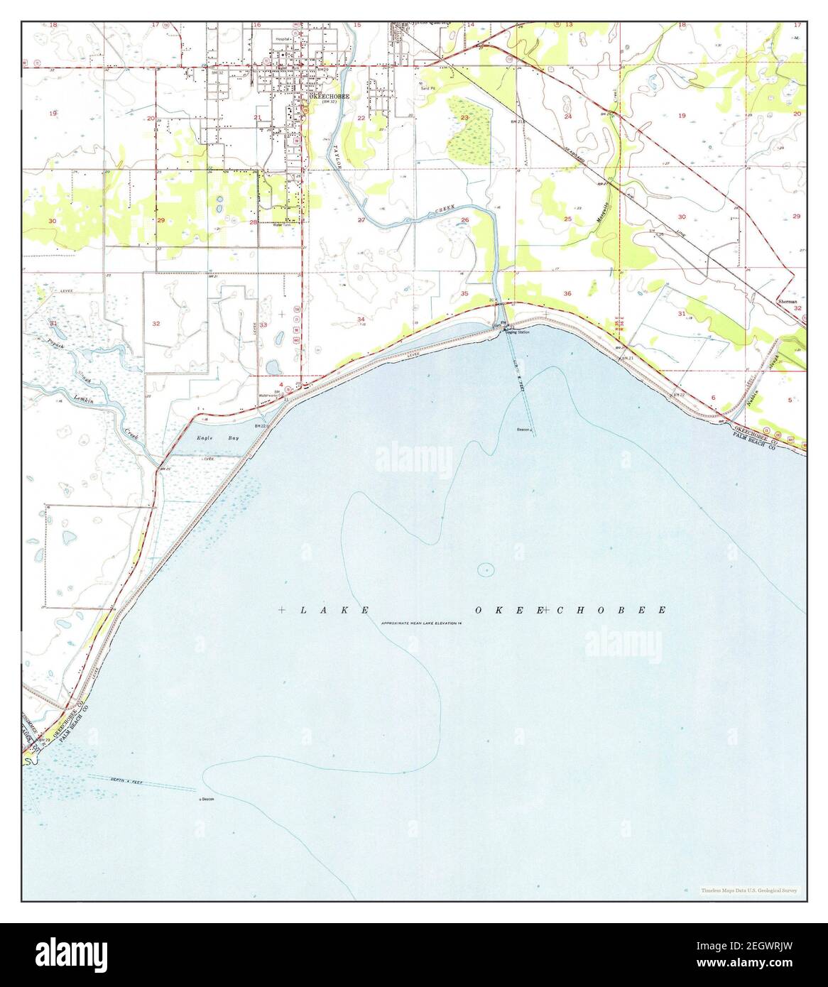 Okeechobee, Florida, Karte 1952, 1:24000, Vereinigte Staaten von Amerika von Timeless Maps, Daten U.S. Geological Survey Stockfoto