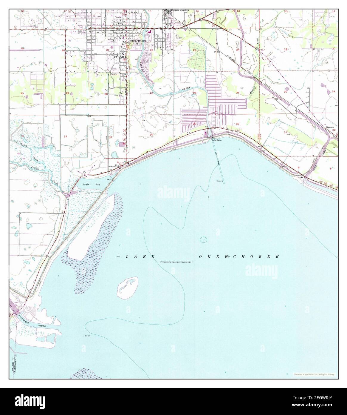 Okeechobee, Florida, Karte 1952, 1:24000, Vereinigte Staaten von Amerika von Timeless Maps, Daten U.S. Geological Survey Stockfoto