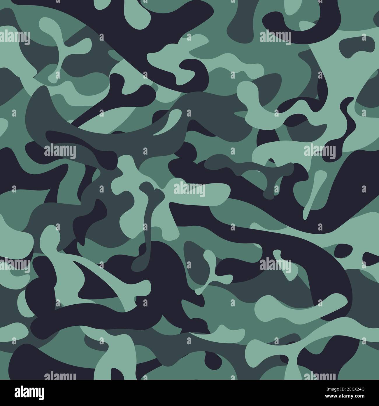 Winter Camouflage nahtlose Muster Hintergrund. Klassische Kleidung und einheitliches Design mit blauen und grünen Elementen. Soldat camo militärischen Vektor. Stock Vektor