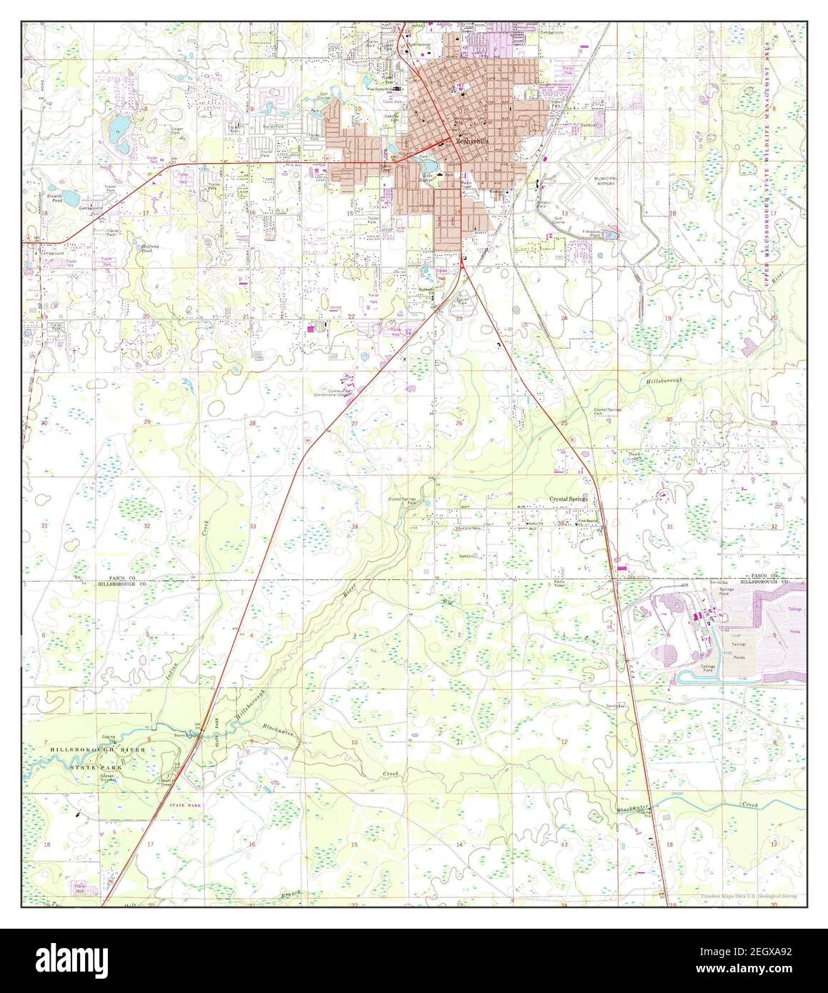 Zephyrhills, Florida, Karte 1975, 1:24000, Vereinigte Staaten von Amerika von Timeless Maps, Daten U.S. Geological Survey Stockfoto