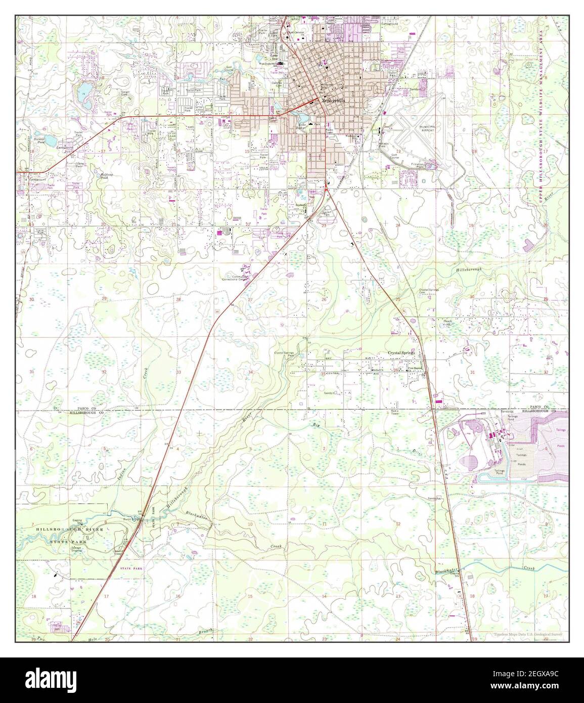 Zephyrhills, Florida, Karte 1975, 1:24000, Vereinigte Staaten von Amerika von Timeless Maps, Daten U.S. Geological Survey Stockfoto