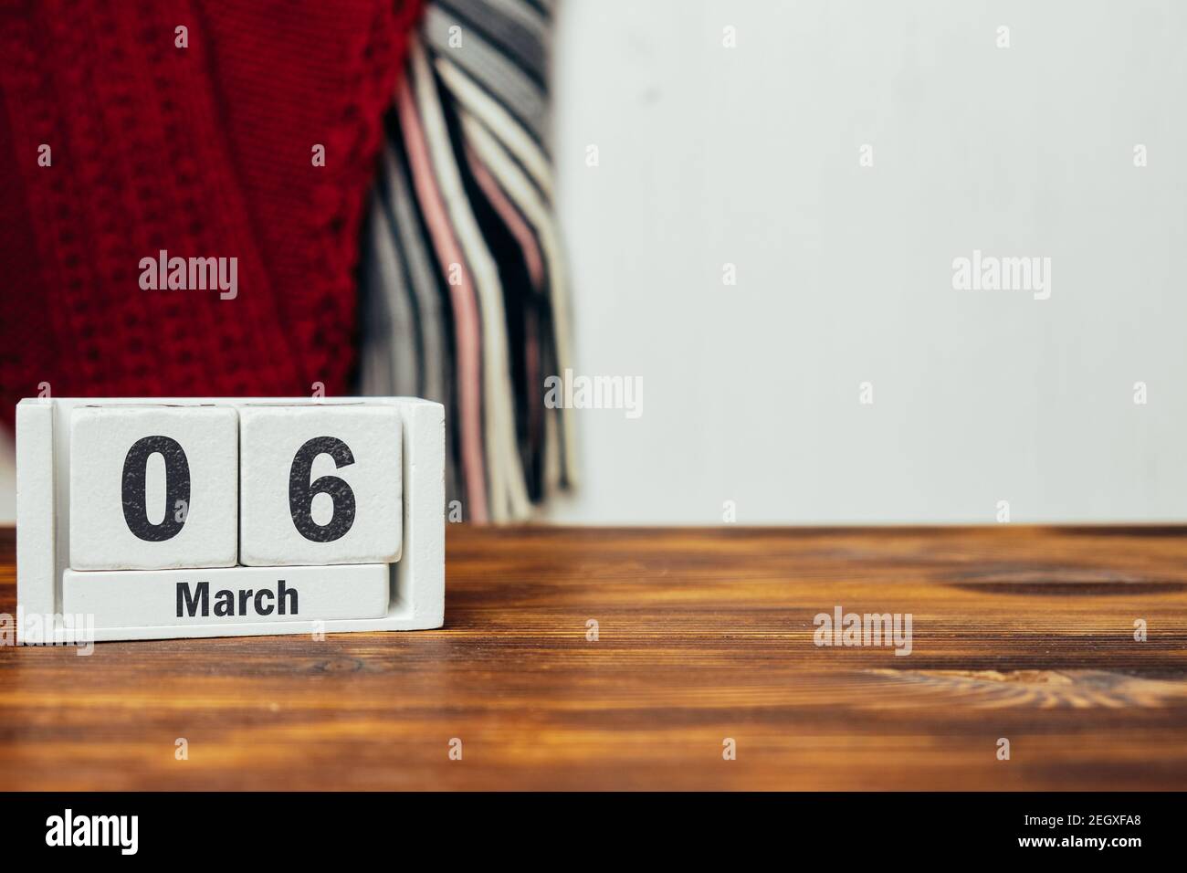 6 Sechster Tag des Frühlingmonatskalenders märz mit Kopie Platz Stockfoto