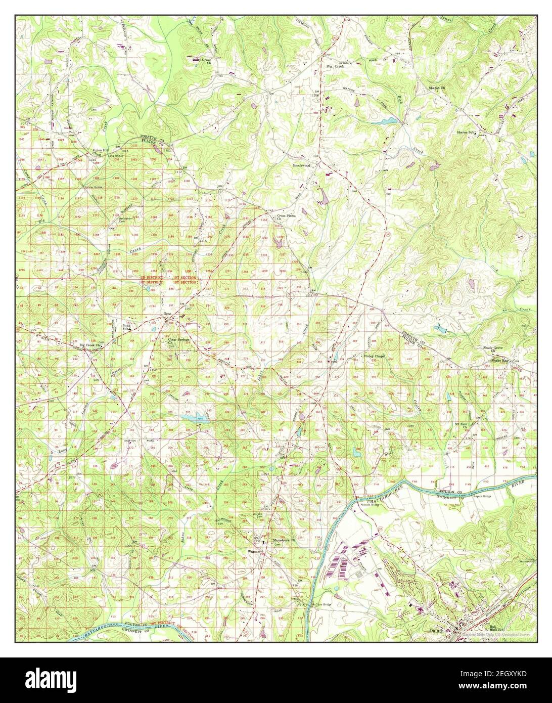 Duluth, Georgia, Karte 1956, 1:24000, Vereinigte Staaten von Amerika von Timeless Maps, Daten U.S. Geological Survey Stockfoto
