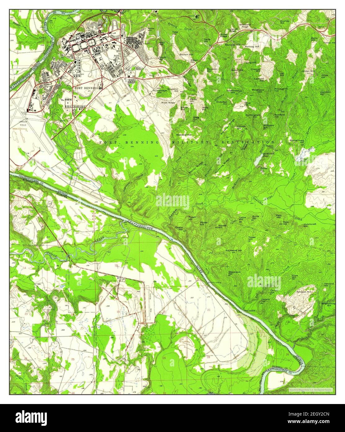 Fort Benning, Georgia, Karte 1955, 1:24000, Vereinigte Staaten von Amerika von Timeless Maps, Daten U.S. Geological Survey Stockfoto