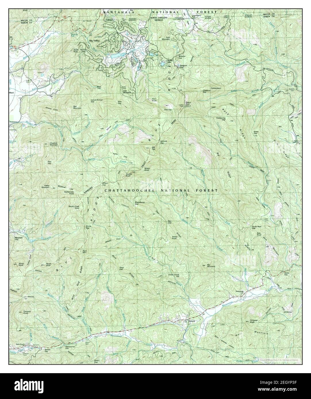Rabun bald, Georgia, map 1988, 1:24000, Vereinigte Staaten von Amerika von Timeless Maps, Data U.S. Geological Survey Stockfoto