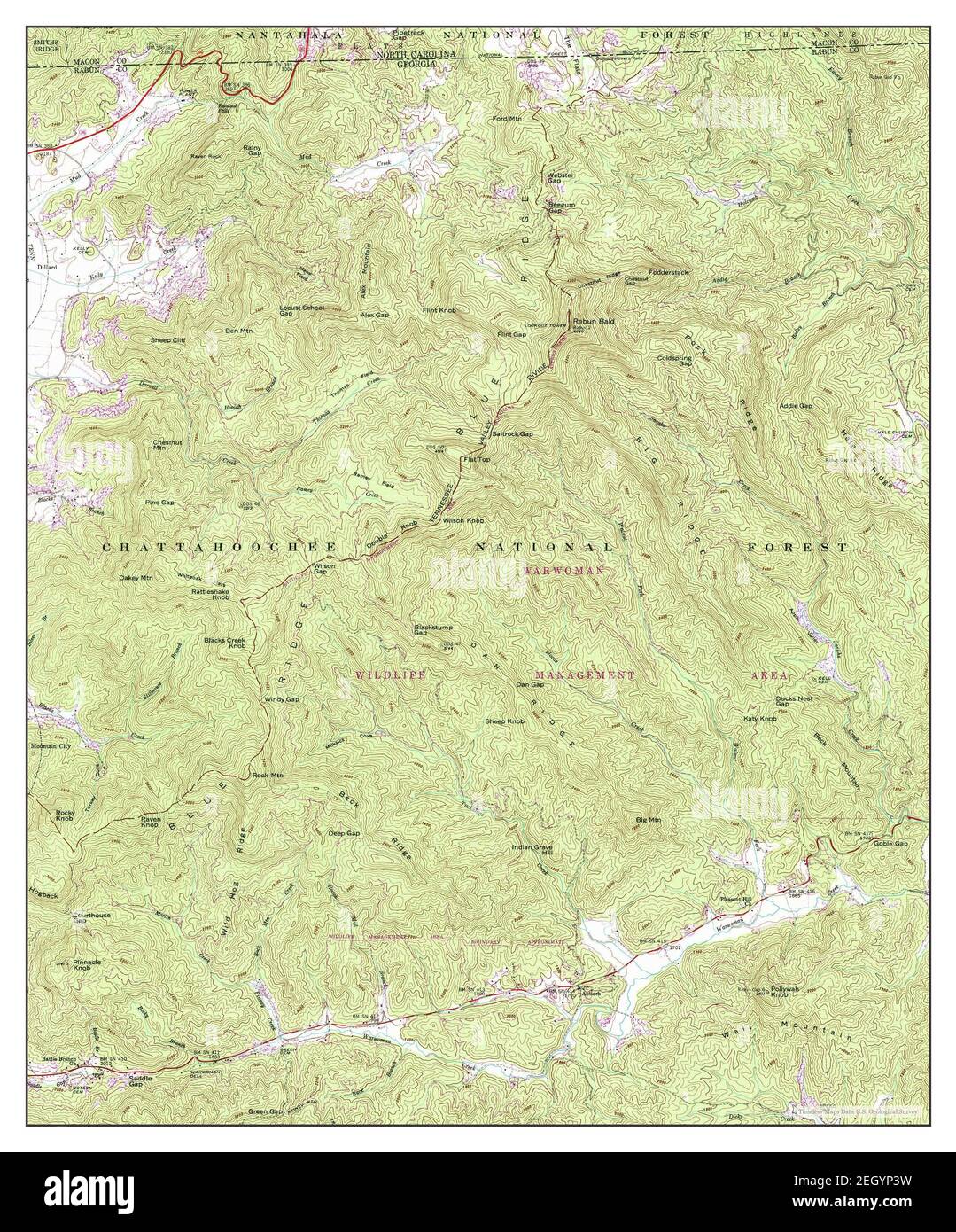 Rabun bald, Georgia, map 1946, 1:24000, Vereinigte Staaten von Amerika von Timeless Maps, Data U.S. Geological Survey Stockfoto