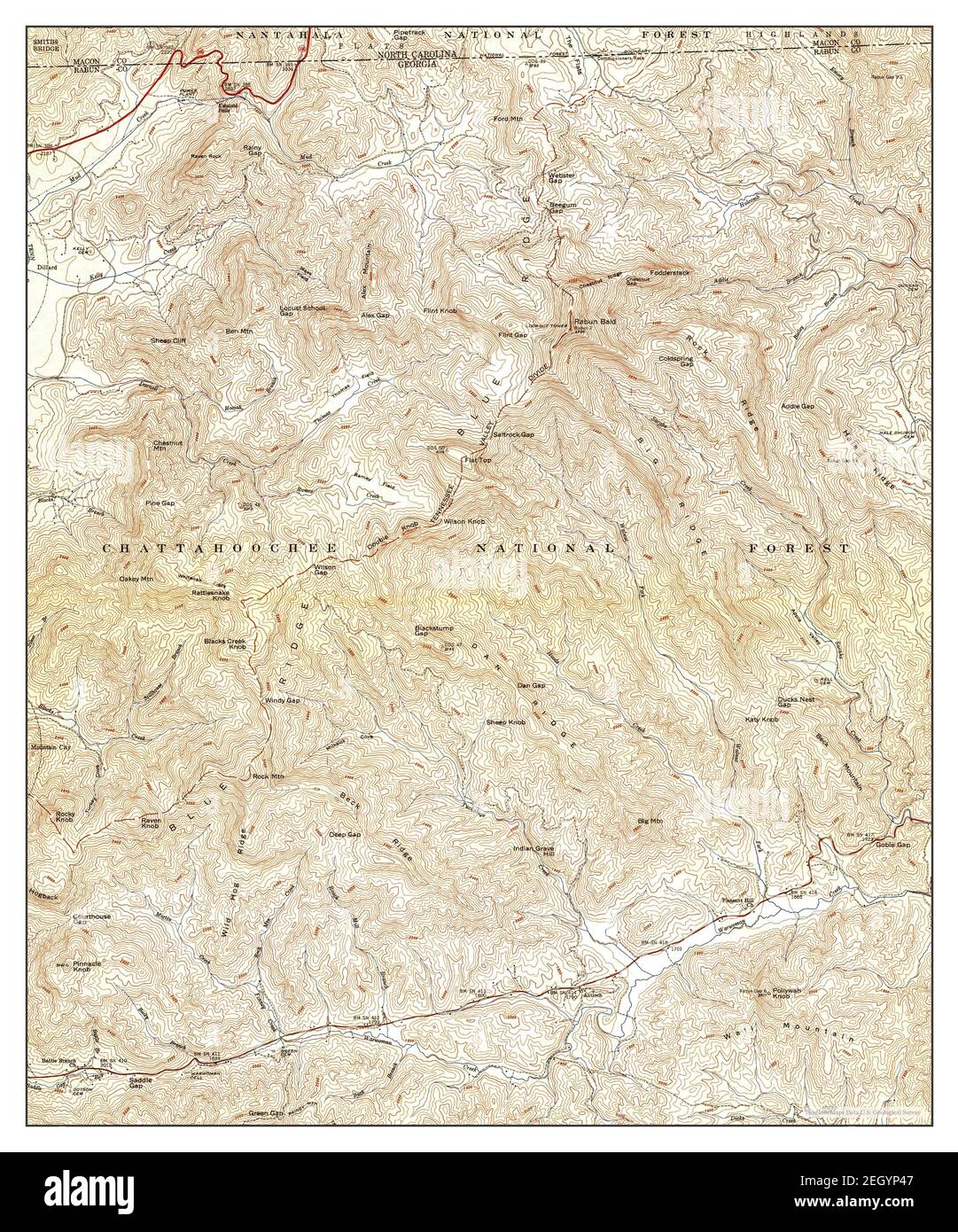 Rabun bald, Georgia, map 1947, 1:24000, Vereinigte Staaten von Amerika von Timeless Maps, Data U.S. Geological Survey Stockfoto