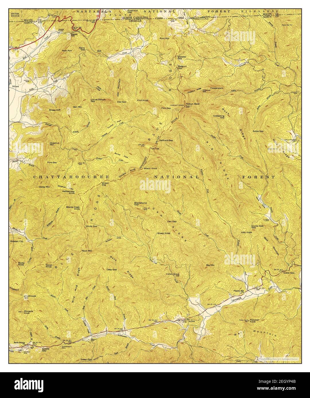 Rabun bald, Georgia, map 1947, 1:24000, Vereinigte Staaten von Amerika von Timeless Maps, Data U.S. Geological Survey Stockfoto