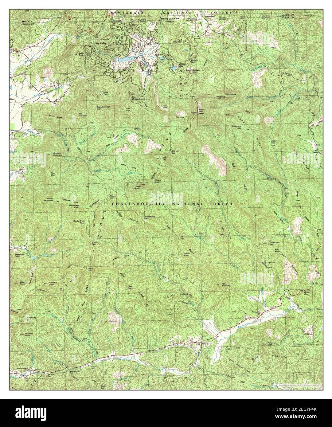 Rabun bald, Georgia, map 1988, 1:24000, Vereinigte Staaten von Amerika von Timeless Maps, Data U.S. Geological Survey Stockfoto