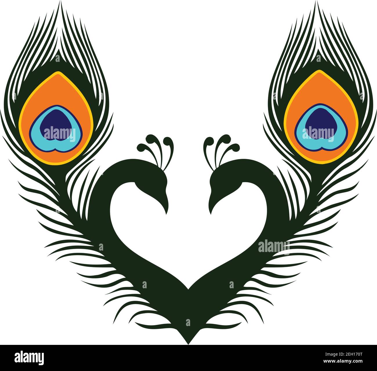 Twin Peacock Liebe Symbol Vektor-Konzept-Design Stock Vektor