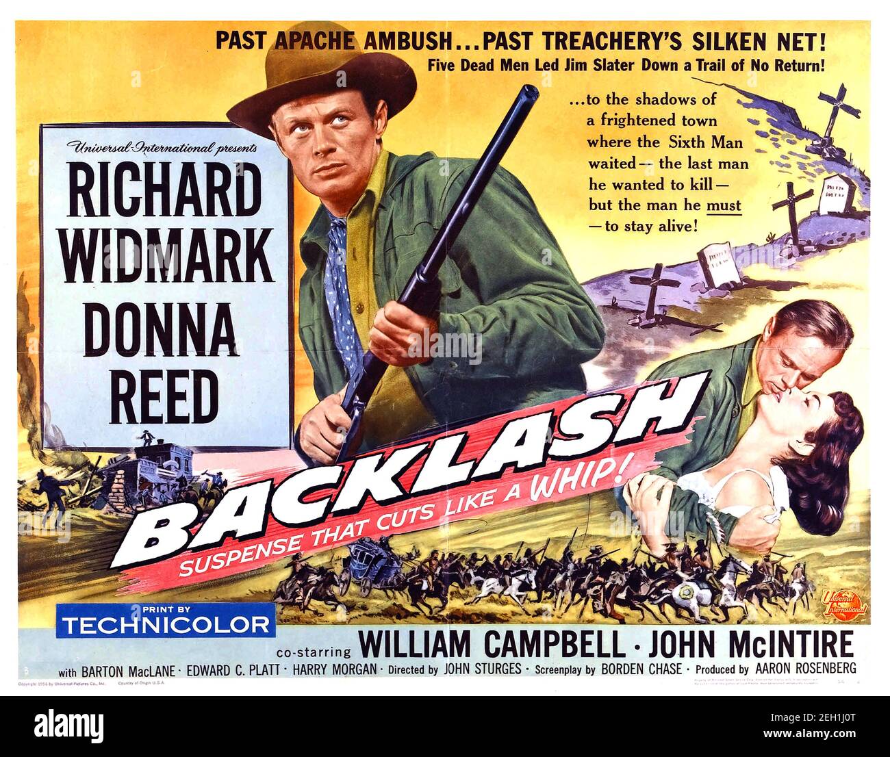 BACKLASH 1956 Universal-Internationaler Film mit Richard Widmark und Donna Reed. Stockfoto