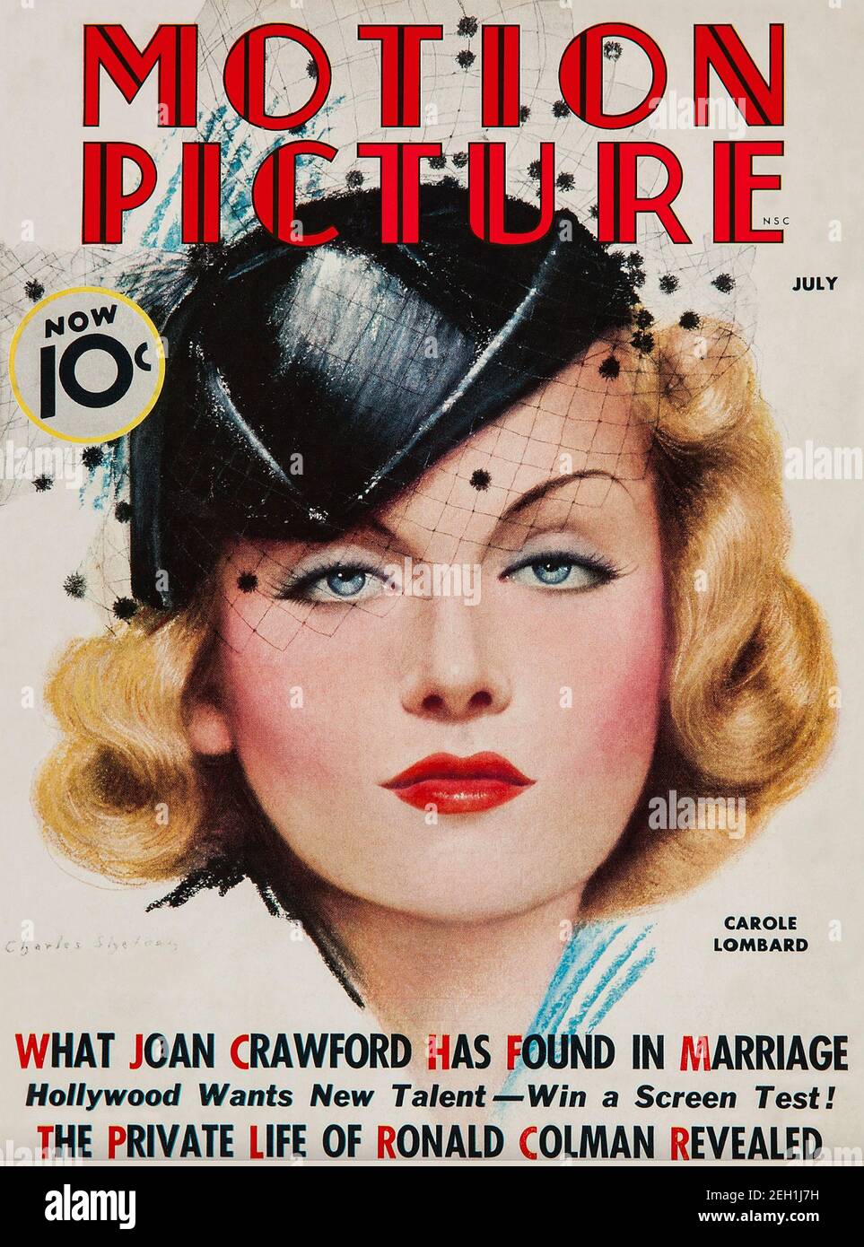 CAROLE LOMBARD (1908-1942) amerikanische Filmschauspielerin auf dem Cover von Eine amerikanische Fanzeitschrift im Juli 1936 Stockfoto