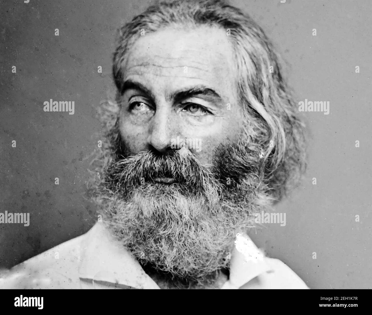 WALT WHITMAN (1819-1892) amerikanischer Dichter, Essayist und Journalist, fotografiert von Matthew Brady um 1875. Stockfoto