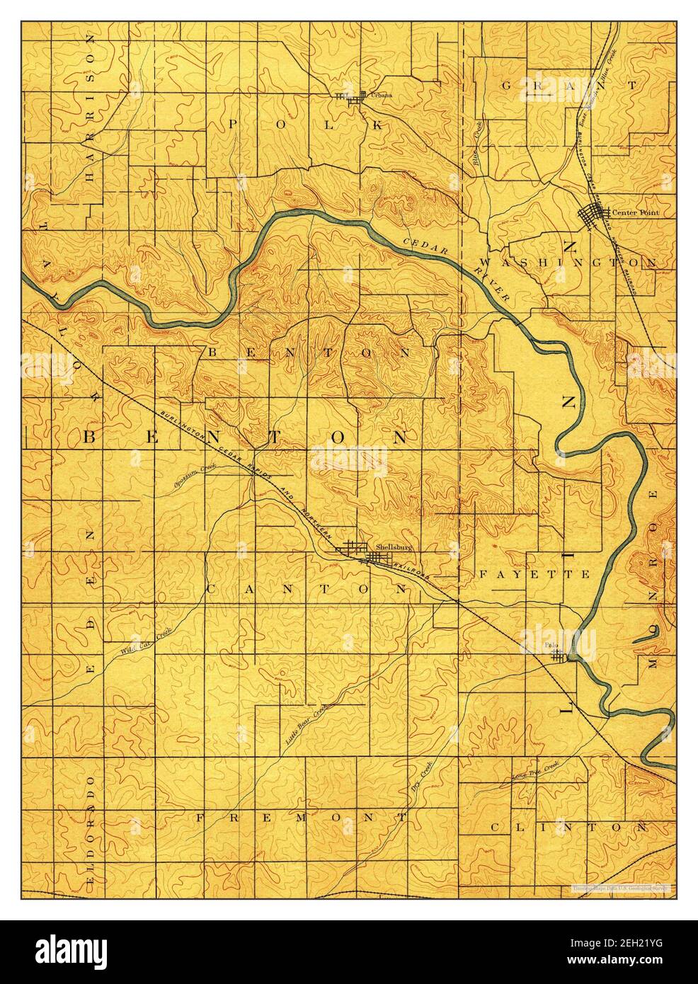 Shellsburg, Iowa, Karte 1889, 1:62500, Vereinigte Staaten von Amerika von Timeless Maps, Daten U.S. Geological Survey Stockfoto