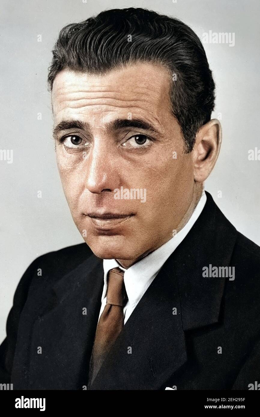 Humphrey Bogart, schwarz-weiß Foto / Portrait eingefärbt. Stockfoto