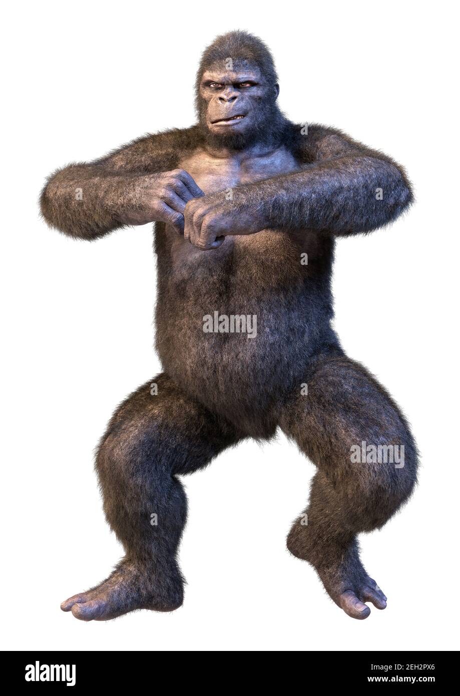 3D-Rendering eines Gorilla-Affen auf weißem Hintergrund isoliert Stockfoto