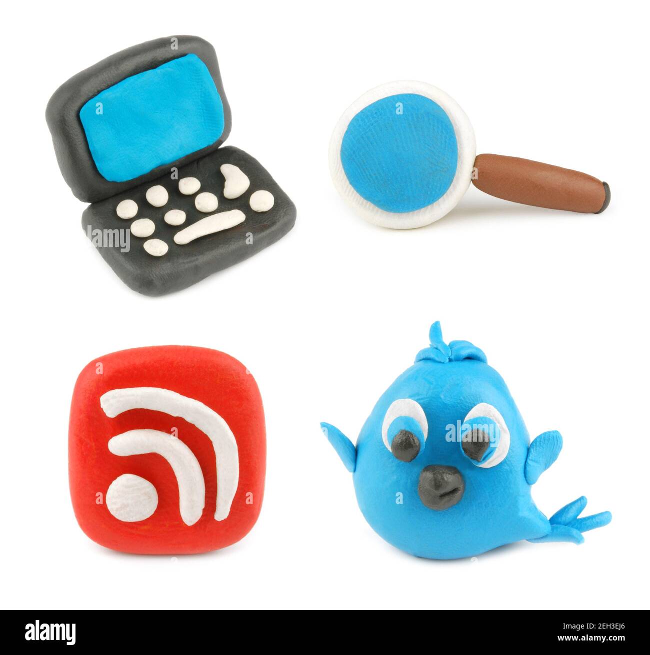 Plasticine-Symbolsatz isoliert auf weißem Hintergrund. Stockfoto