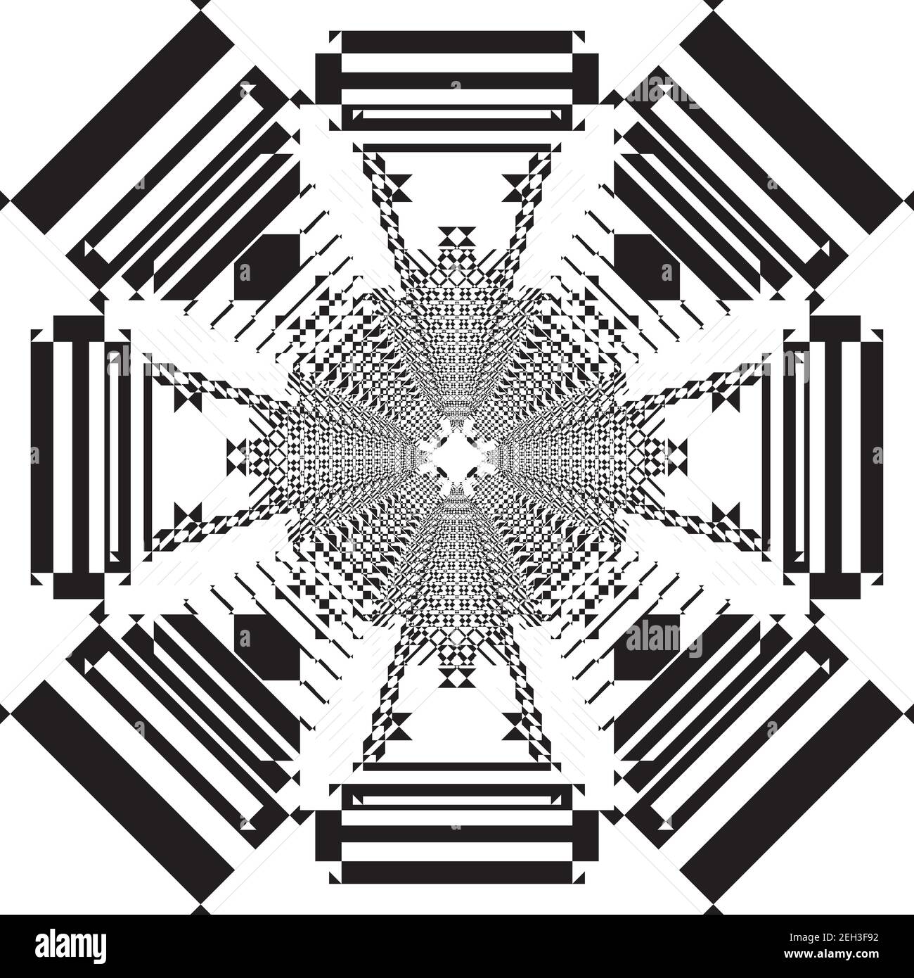 Abstrakter Rahmen multiperspektivisch Astral Arabeske Schnittpunkte schwarz auf transparent Hintergrund Designer Schnitt Stock Vektor