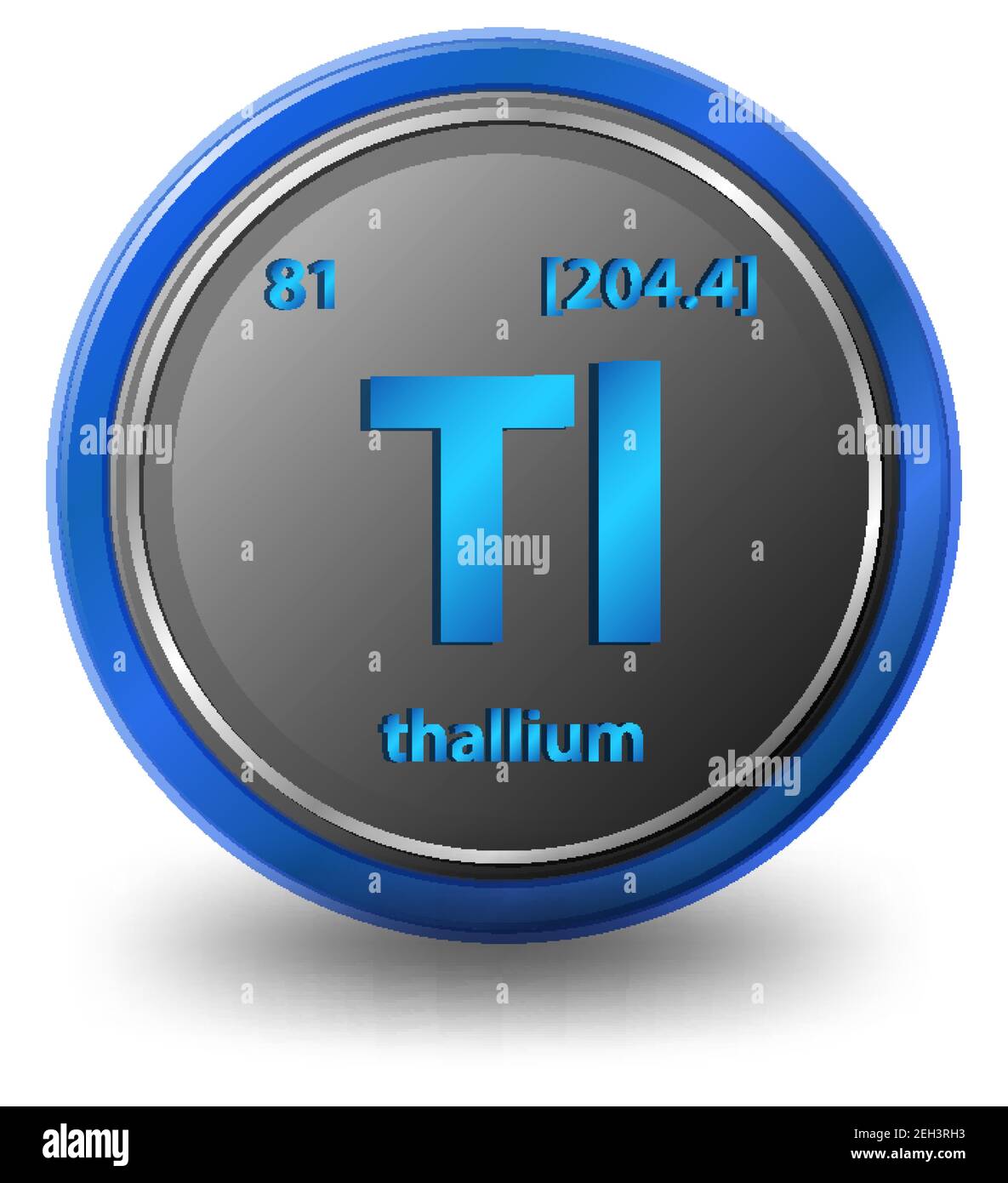 Thallium chemisches Element. Chemisches Symbol mit Ordnungszahl und atomarer Masse. Abbildung Stock Vektor