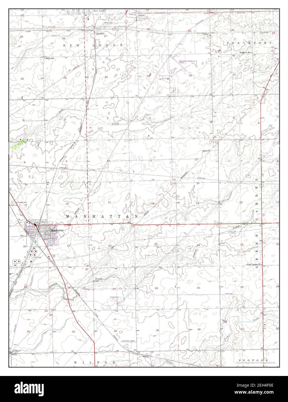 Manhattan, Illinois, Karte 1953, 1:24000, Vereinigte Staaten von Amerika von Timeless Maps, Daten U.S. Geological Survey Stockfoto