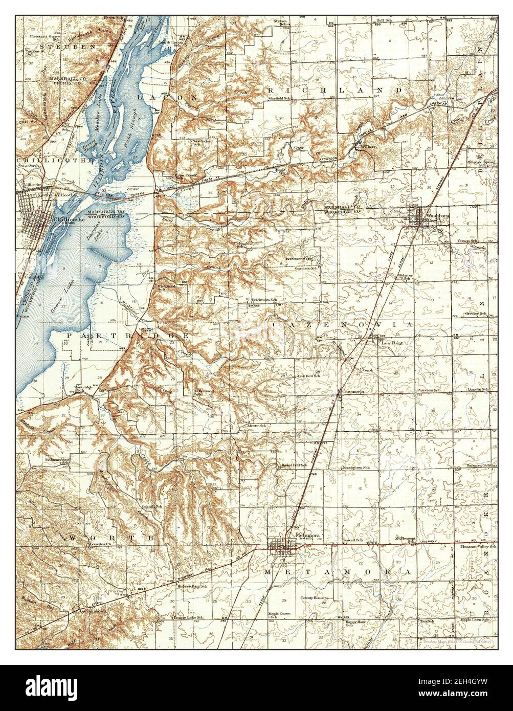 Metamora, Illinois, Karte 1937, 1:62500, Vereinigte Staaten von Amerika von Timeless Maps, Daten U.S. Geological Survey Stockfoto
