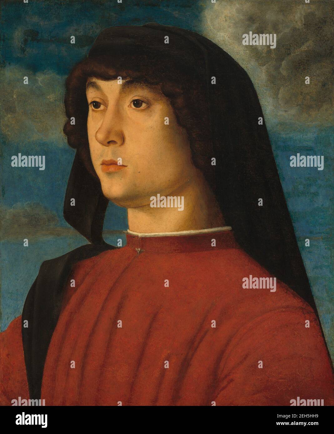 Porträt eines jungen Mannes in Rot, c. 1480. Stockfoto