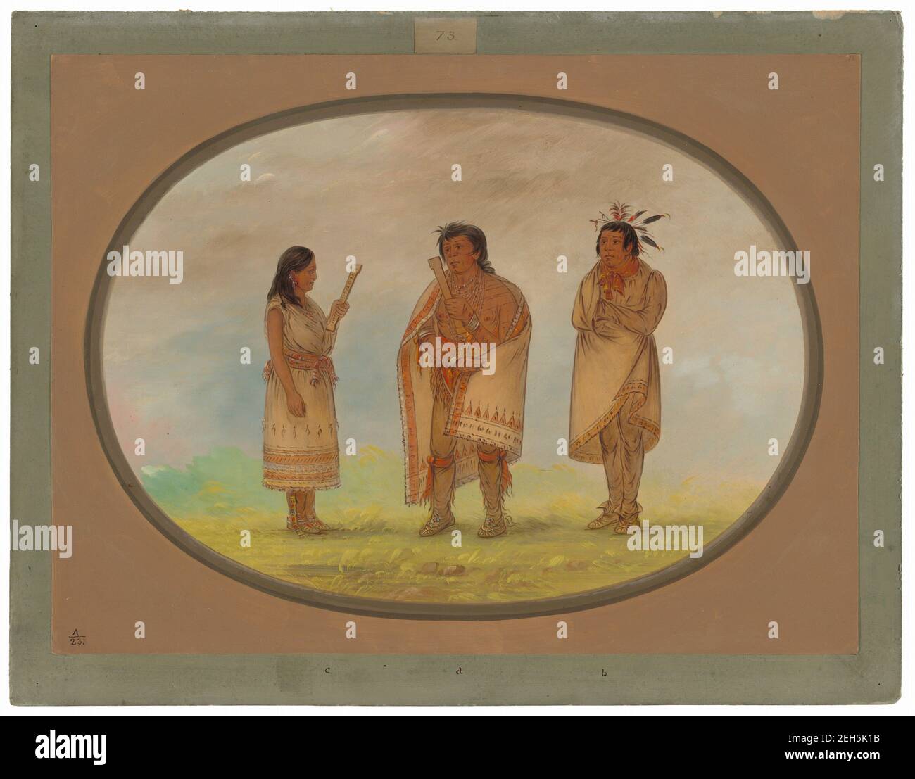 Drei Potowotomie-Indianer, 1861/1869. On-s&#xe1;w-kie (junger Mann beten), Na-p &#XF3;w-sa (ein Chef) und K &#xe9;e-se (Frau auch beten) in Illinois. 1831. Stockfoto