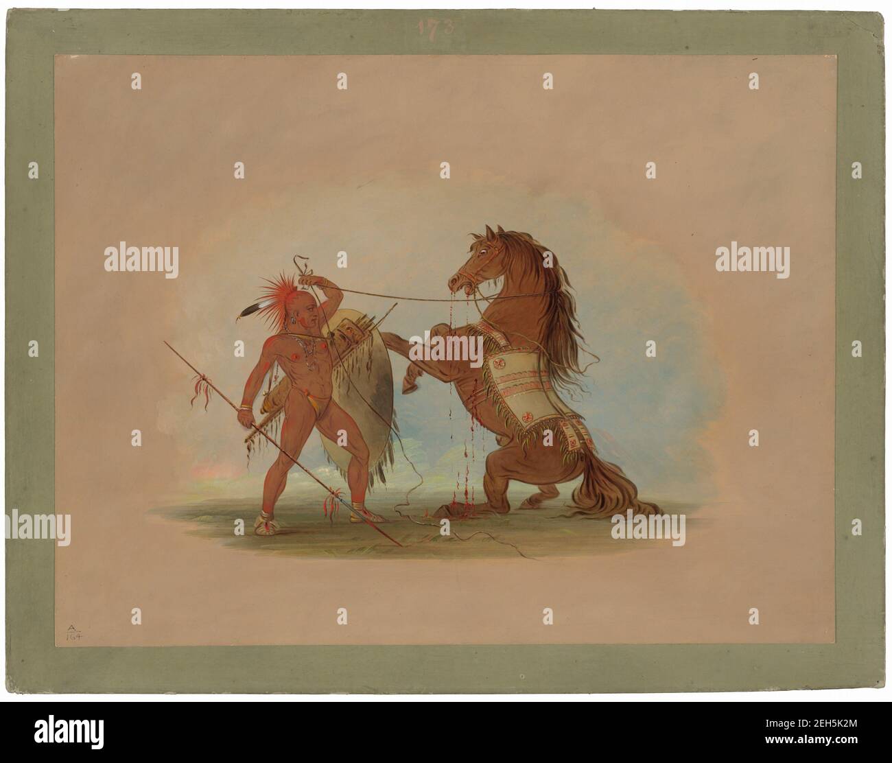 A Pawnee Warrior opfert his Favourite Horse, 1861/1869. Dieser Mann opferte siebzehn Pferde, für Vergehen an den Großen Geist, von dem nur er und der große Geist wussten. Stockfoto