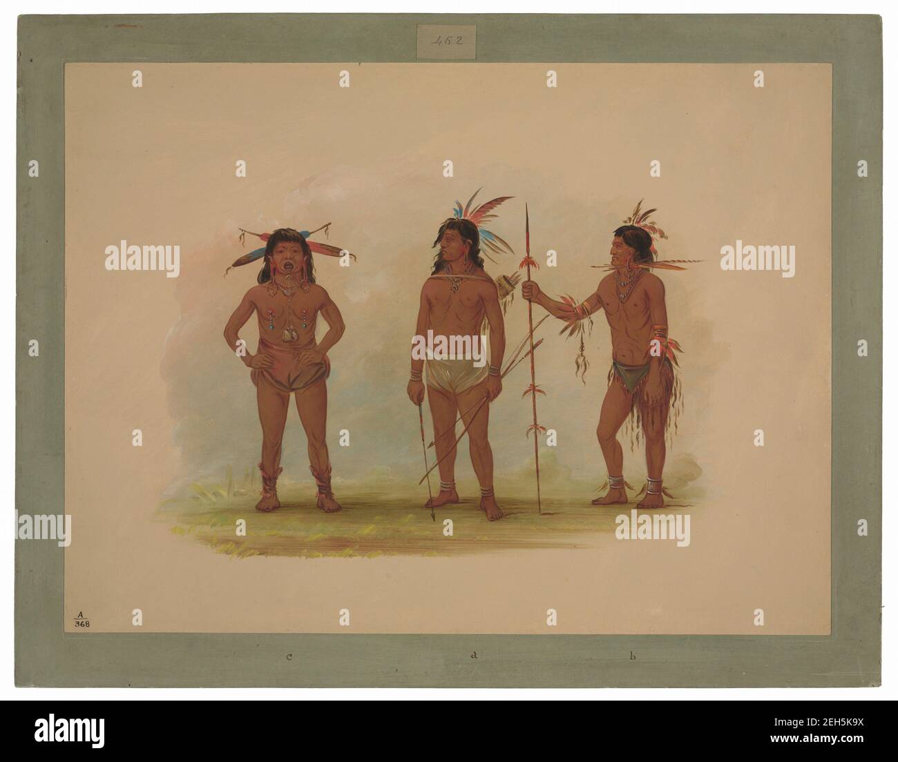 Drei Omagua Männer, 1854/1869. Chef, Krieger und Medizinmann eines Fischerstammes Südufer des Amazonas, in der Nähe von Nauta. 1853. Stockfoto