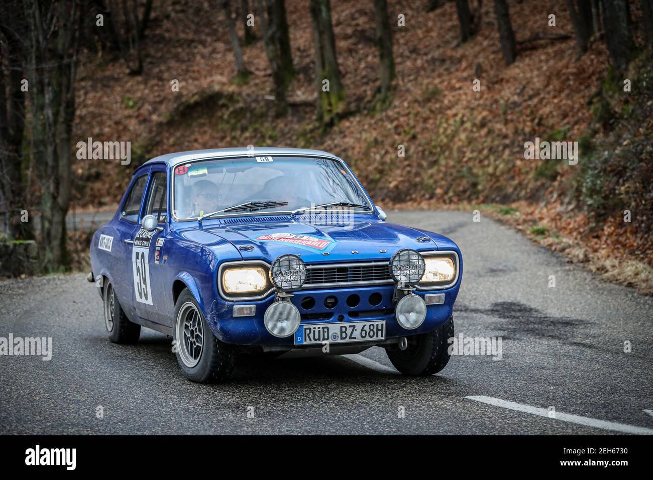 59 ZIEGLER Barbara (DEU), MOHR Franziska (DEU), FORD ESCORT MkI, 1968, PORSCHE TRAUMWERK TEAM DE LYS, Aktion während der Rallye Monte Carlo Historique 2020 von januar 30 bis februar 4 1 in Monaco - Foto Alexandre Guillaumot / DPPI Stockfoto