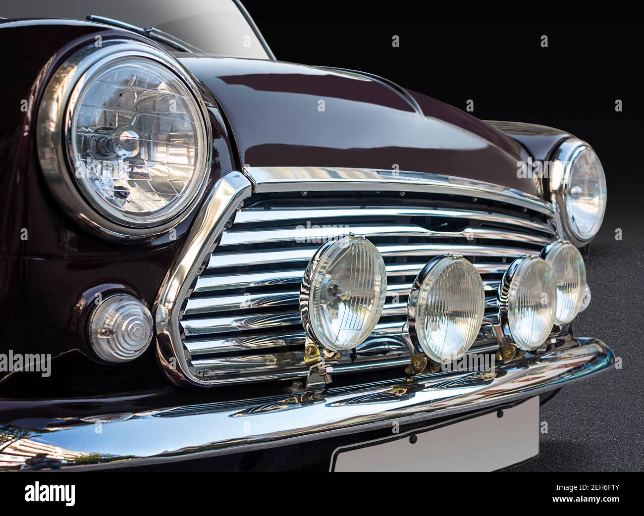 Classic British Mini Cooper Auto Vorderansicht Stockfoto
