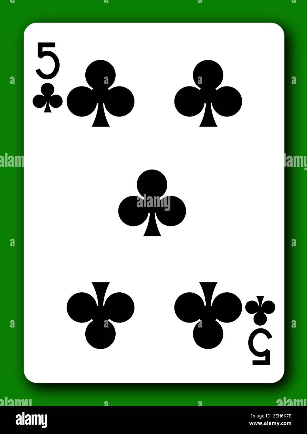 5 fünf von Schlägern spielen Karte mit Clipping Pfad zu Hintergrund und Schatten entfernen 3D Illustration Stockfoto