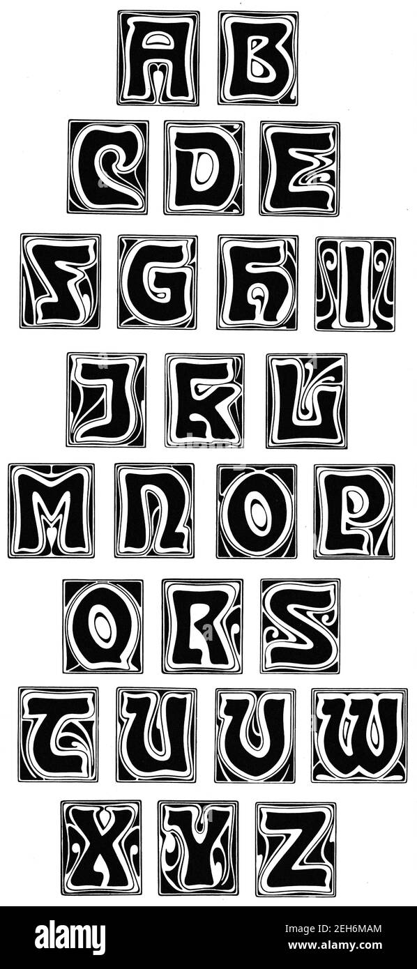 Gotische Initialen, Gothische Buchstaben, Alphabet Stockfoto