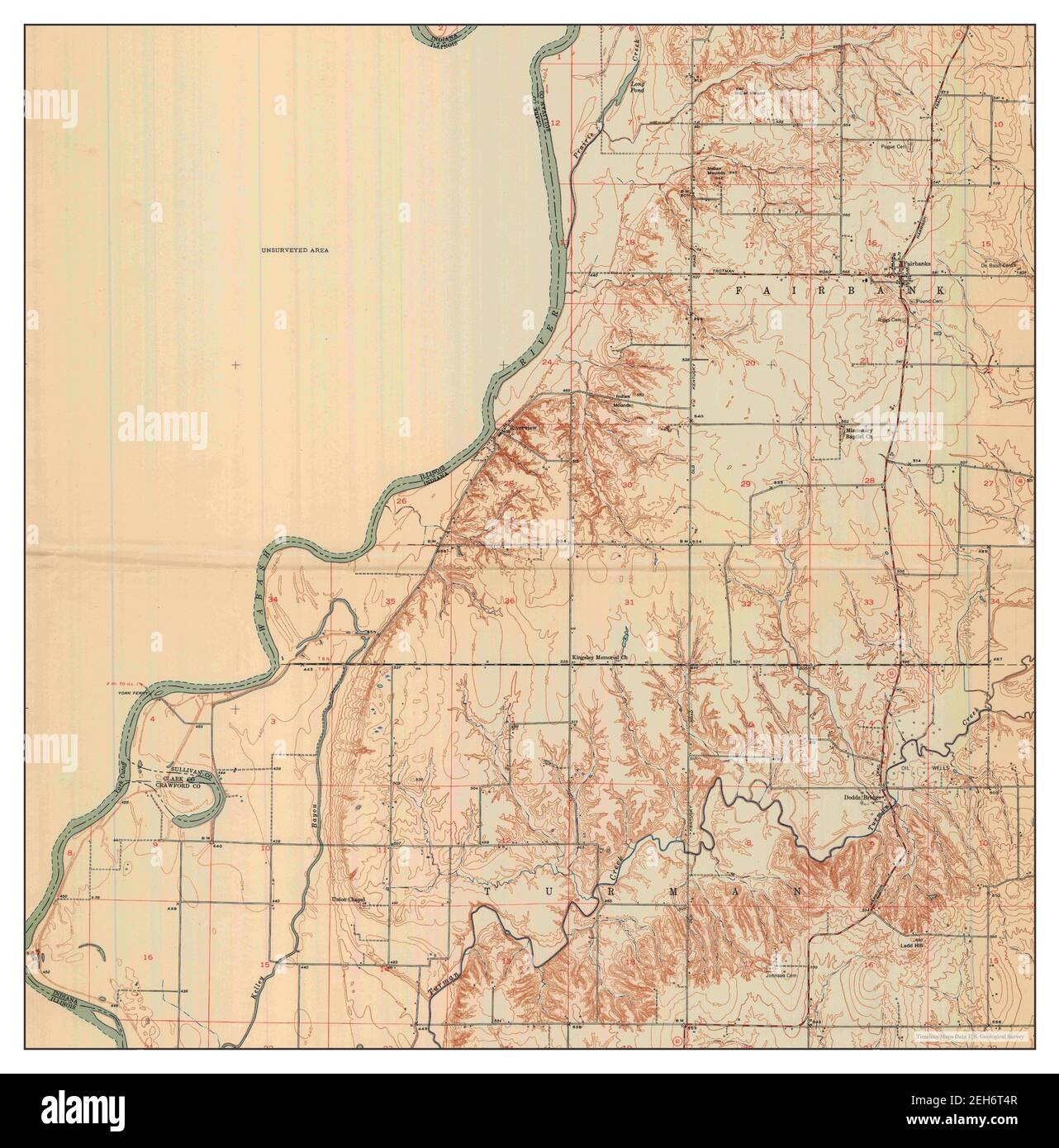 Fairbanks, Indiana, Karte 1952, 1:24000, Vereinigte Staaten von Amerika von Timeless Maps, Daten U.S. Geological Survey Stockfoto