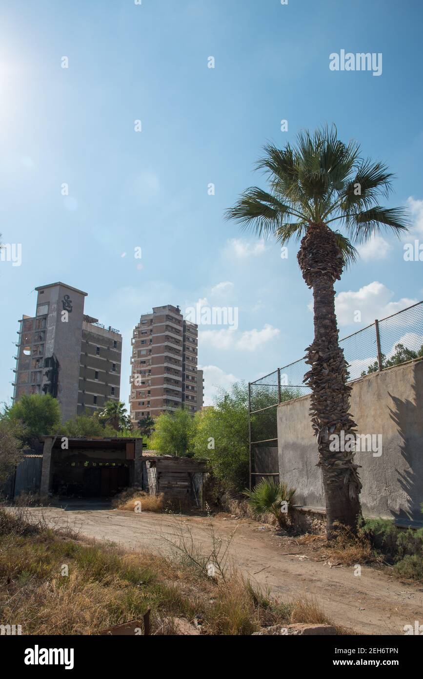 Verlassene Hotels in Varosha Geisterstadt, Famagusta, Nordzypern Stockfoto