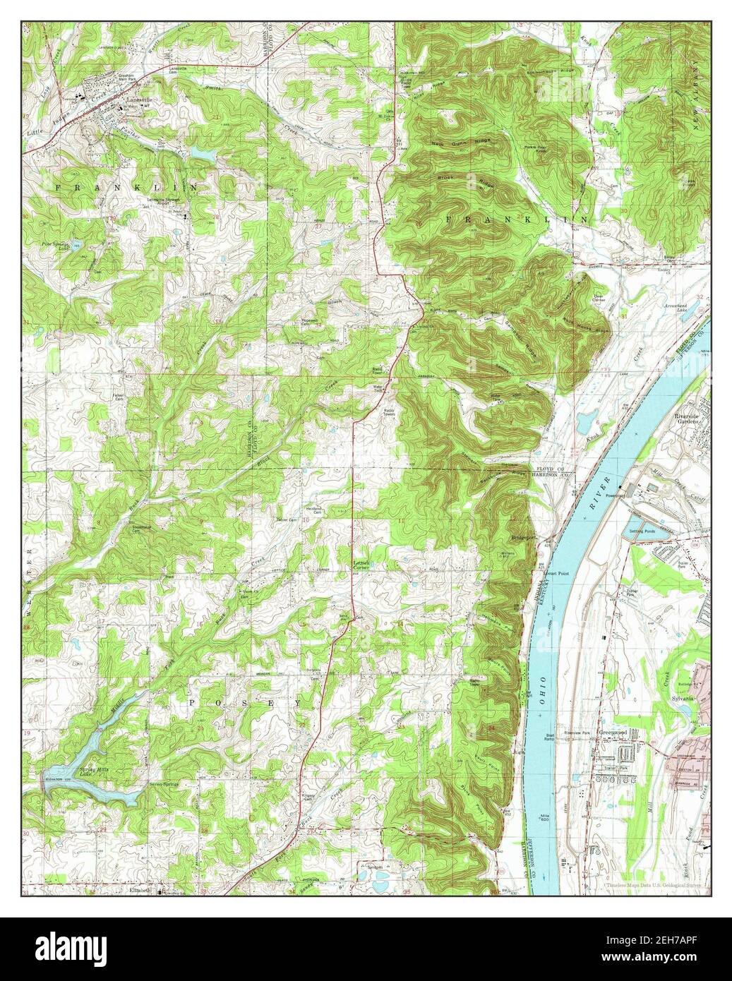 Lanesville, Indiana, Karte 1982, 1:24000, Vereinigte Staaten von Amerika von Timeless Maps, Daten U.S. Geological Survey Stockfoto