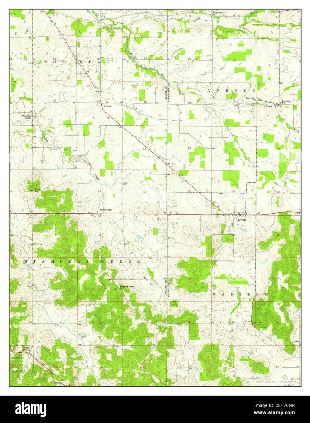 Livonia, Indiana, Karte 1957, 1:24000, Vereinigte Staaten von Amerika von Timeless Maps, Daten U.S. Geological Survey Stockfoto