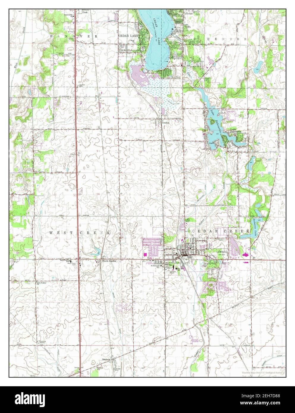 Lowell, Indiana, Karte 1962, 1:24000, Vereinigte Staaten von Amerika von Timeless Maps, Daten U.S. Geological Survey Stockfoto