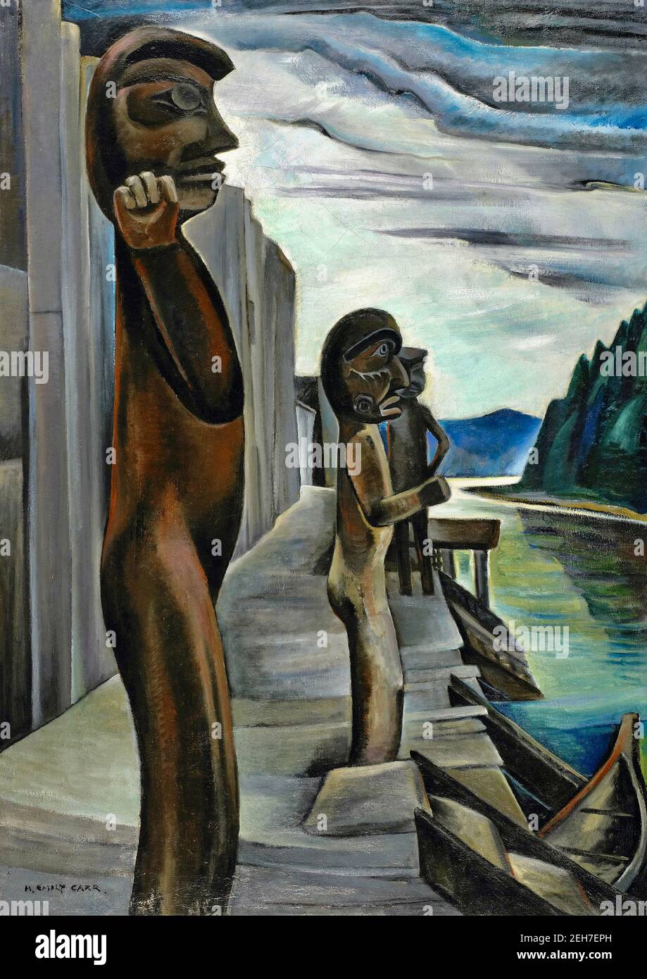 Emily Carr Kunstwerk mit dem Titel Blunden Harbour Totems - 1930 Stockfoto