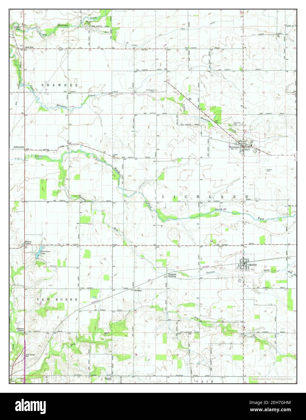 Mellott, Indiana, Karte 1962, 1:24000, Vereinigte Staaten von Amerika von Timeless Maps, Daten U.S. Geological Survey Stockfoto
