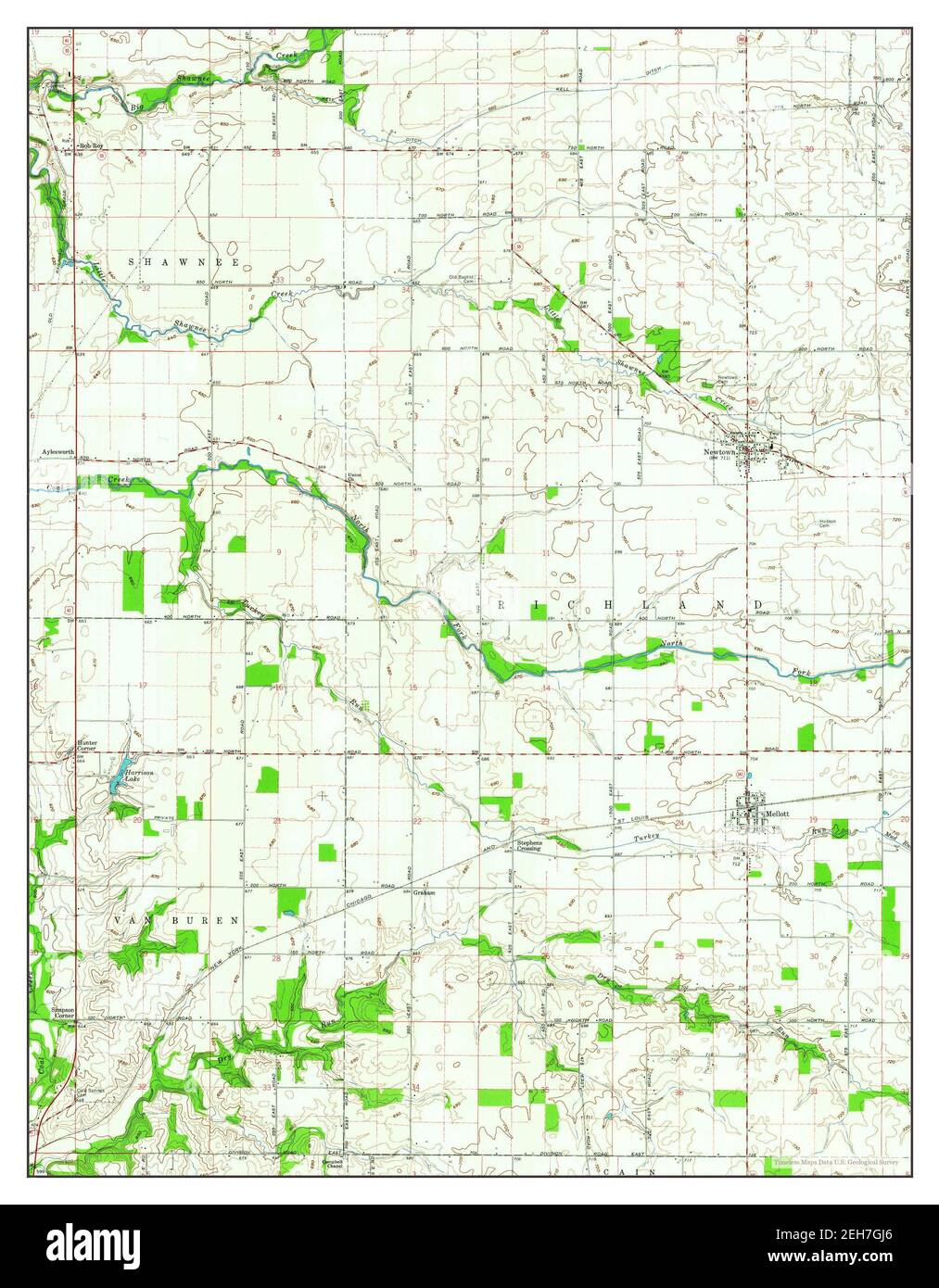 Mellott, Indiana, Karte 1962, 1:24000, Vereinigte Staaten von Amerika von Timeless Maps, Daten U.S. Geological Survey Stockfoto