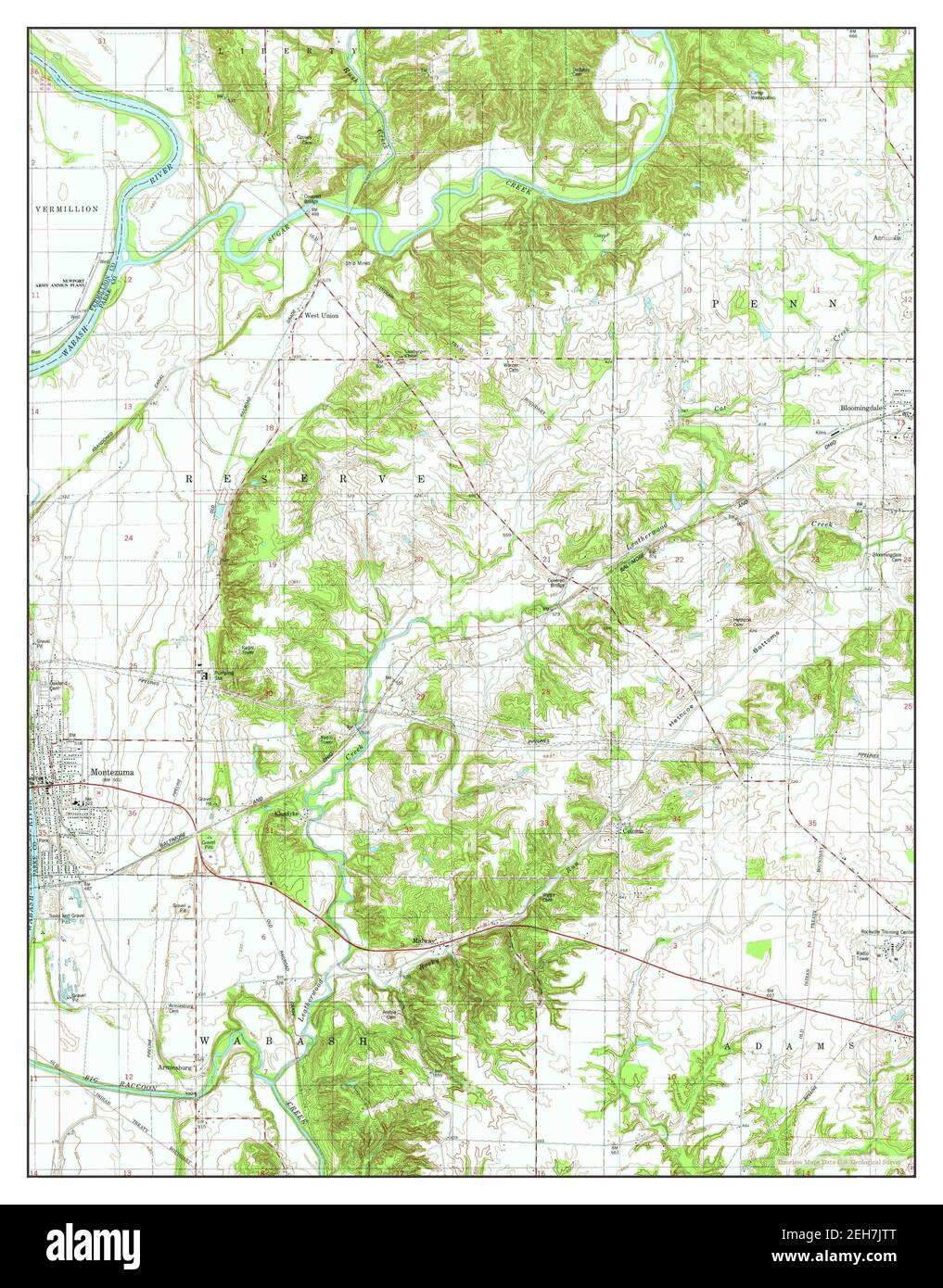 Montezuma, Indiana, Karte 1978, 1:24000, Vereinigte Staaten von Amerika von Timeless Maps, Daten U.S. Geological Survey Stockfoto