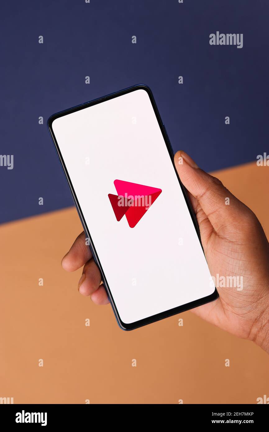Assam, indien - Februar 19, 2021 : Microsoft Stream-Logo auf Handy-Bildschirm Stock Bild. Stockfoto