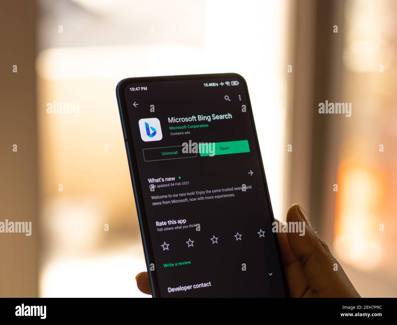 Assam, indien - Februar 19, 2021 : Microsoft Bing-Logo auf Telefon-Bildschirm Stock Bild. Stockfoto