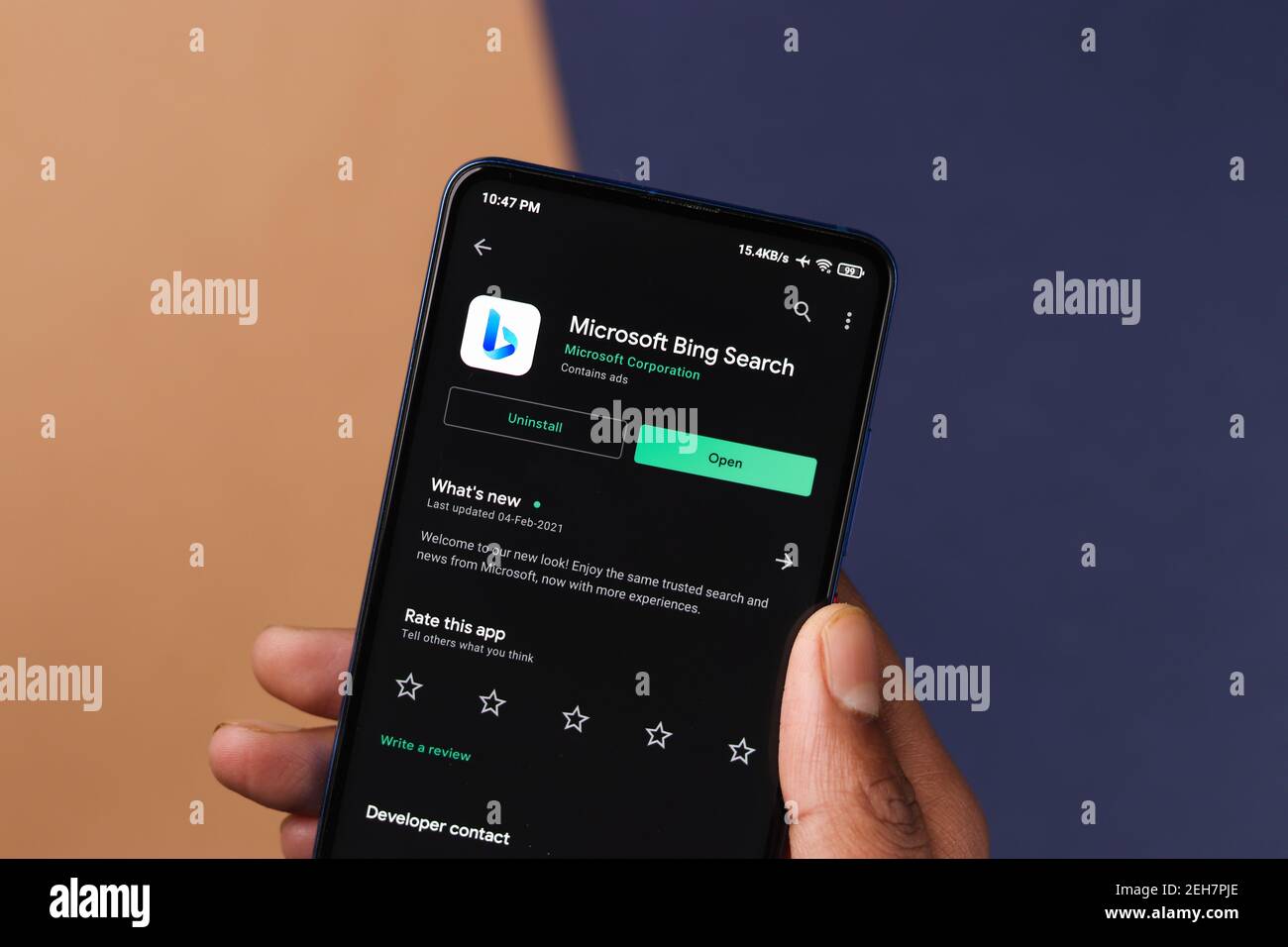 Assam, indien - Februar 19, 2021 : Microsoft Bing-Logo auf Telefon-Bildschirm Stock Bild. Stockfoto