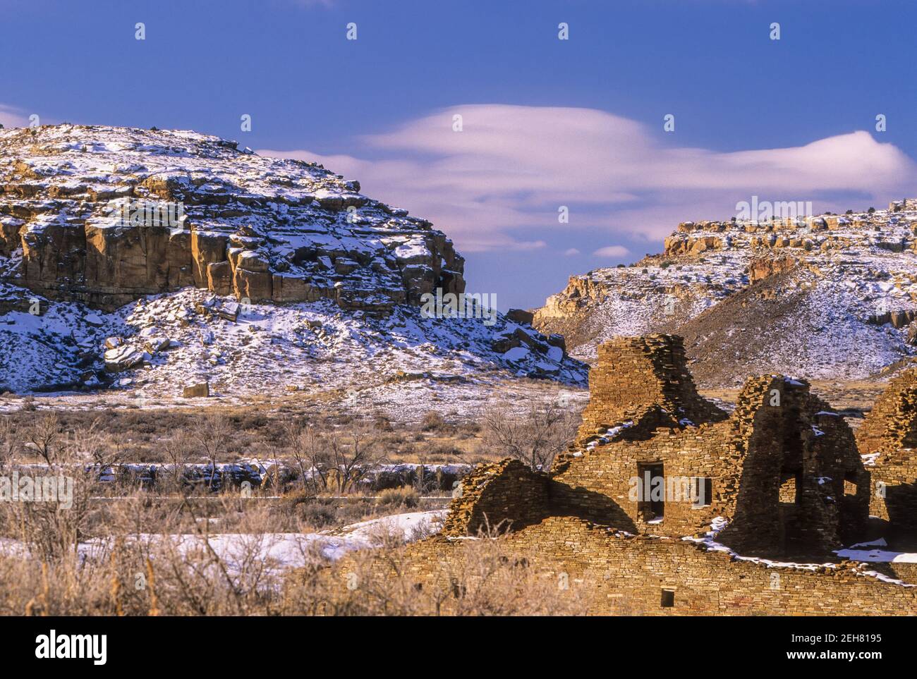 Pueblo Bonito, Ruinen, und Chaco Canyon, Chaco Culture National Historical Park, New Mexiko USA Stockfoto