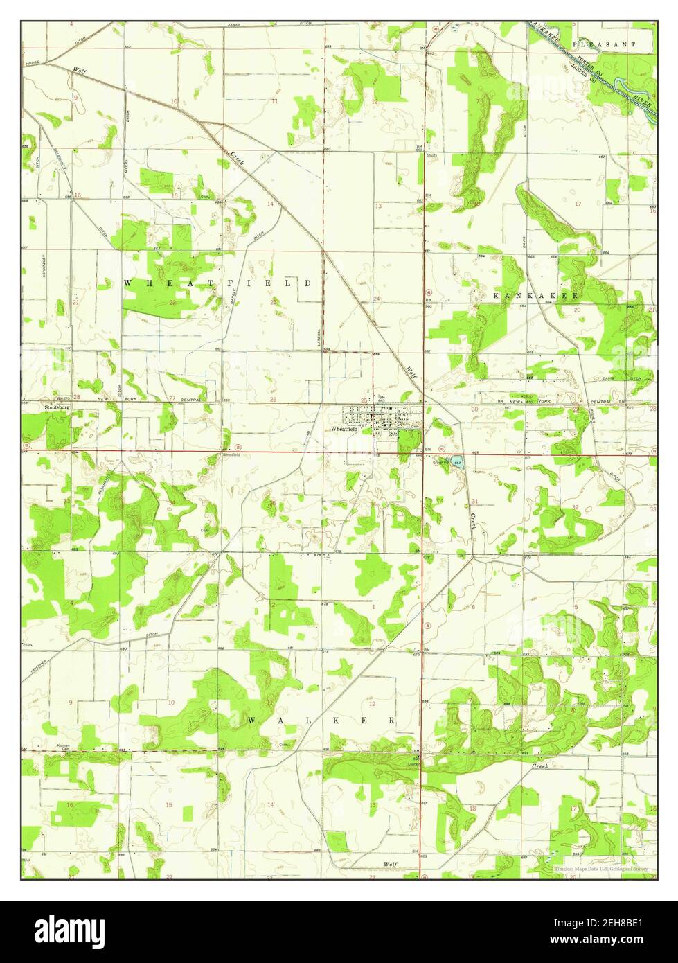 Wheatfield, Indiana, Karte 1957, 1:24000, Vereinigte Staaten von Amerika von Timeless Maps, Daten U.S. Geological Survey Stockfoto