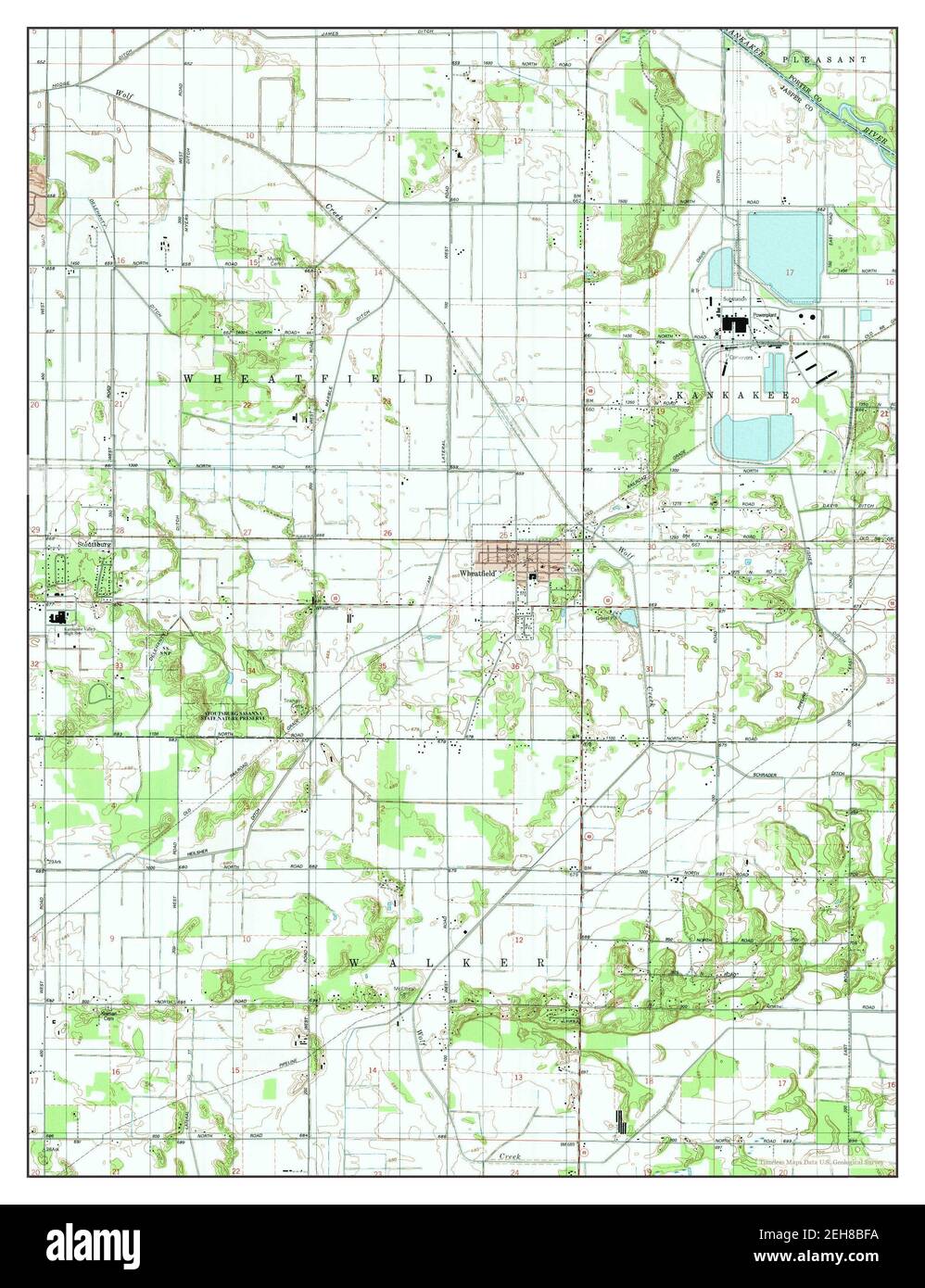 Wheatfield, Indiana, Karte 1992, 1:24000, Vereinigte Staaten von Amerika von Timeless Maps, Daten U.S. Geological Survey Stockfoto